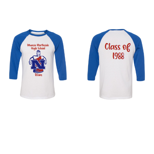 Muncie Northside High School Class of 1988 Baseball Raglan Shirts