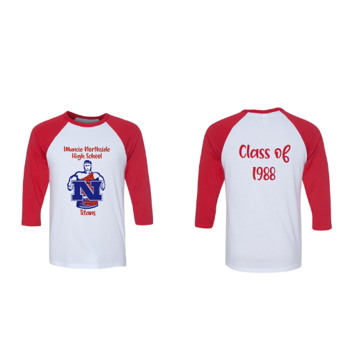 Muncie Northside High School Class of 1988 Baseball Raglan Shirts