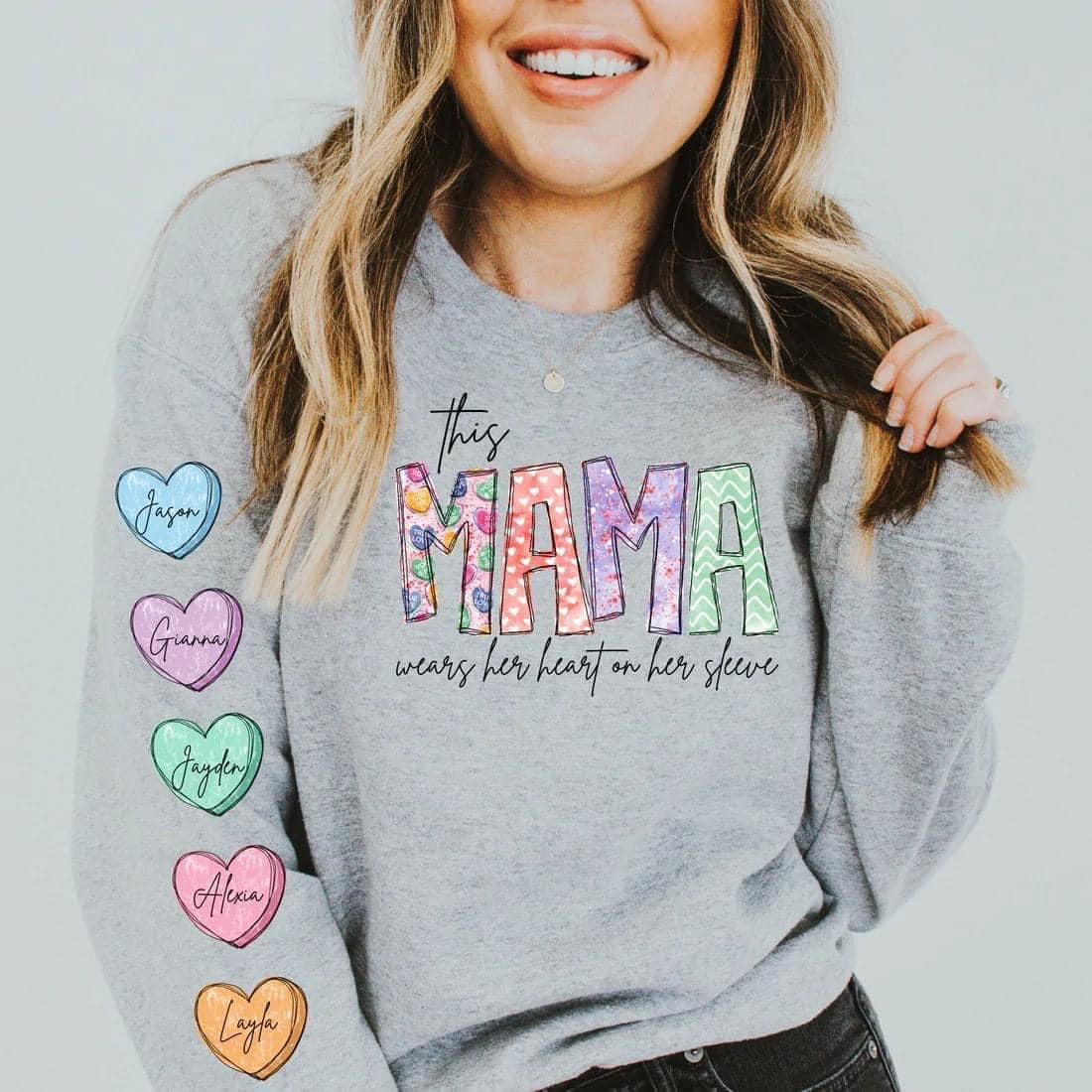 Sweatshirt:This-wears her heart on her sleeve